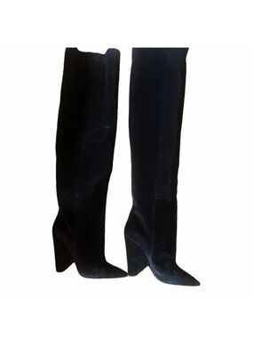 SAINT LAURENT Niki velvet black boots